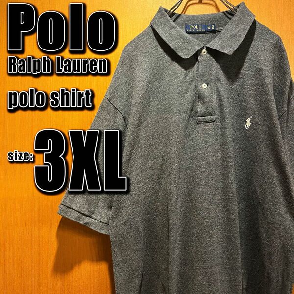 【Polo Ralph Lauren】ポロシャツ　グレー　3XL 無地　ポニー