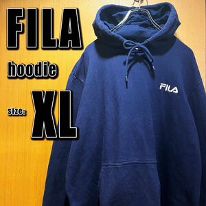 【FILA】フィラ　パーカー　XL 無地　紺ネイビー　刺繍ロゴ