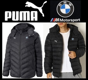 XLサイズ相当 ★新品 PUMA BMW ライト エコ ダウンジャケット ★ プーマ ヒートインサレーション 保温 黒 中綿ジャケット 595184-01 LL 2L