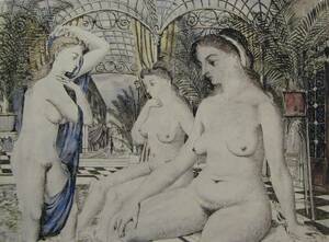 ポール・デルボー、水浴する女たち、厳選、希少画集・額装画、Paul Delvaux、人気作品、新品高級額 額装付、状態良好、送料無料