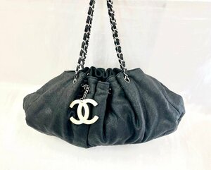 【CHANEL】シャネル メルローズカバス チェーンショルダーバッグ マトラッセ COCOマーク ブラック 質屋ユニオン的場店 中古S品