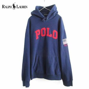 POLO ポロ ラルフローレン フリース プルオーバー パーカー ジャケット 紺系 XXL ビッグロゴ ビッグサイズ フーディ D147-18-0044XVW