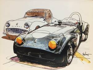 【正規品 絶版】Bowイラスト ポストカード トライアンフ TR-3A カーマガジン Triumph TR-3A 絵葉書 旧車 絵