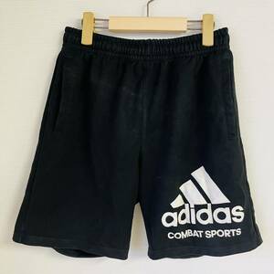 adidas アディダス ハーフパンツ パンツ ブラック ズボン　Lサイズ　ロゴ ジャージ スポーツウェア　ウエストゴム　Y