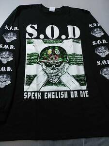 S.O.D. 長袖 Ｔシャツ SPEAK ENGLISH OR DIE 黒L ロンT / slayer metallica anthrax megadeth c.o.c. d.r.i.