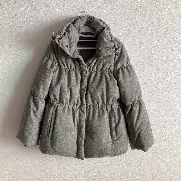【美品】ダウンコート グレー 表地毛カシミア M~L