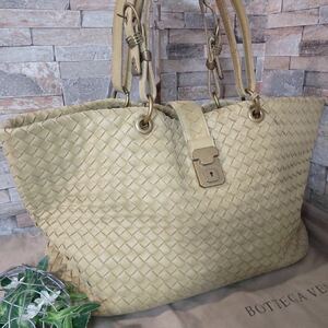 1円 【至高の逸品】BOTTEGA VENETA ボッテガヴェネタ ビジネスバッグ トートバッグ ローマ レザー イントレチャート イエロー系 正規品