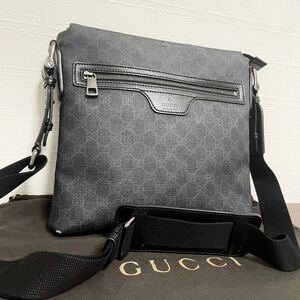 1円【至高の逸品】GUCCI グッチ GGスプリーム ショルダーバッグ PVCレザー GG柄 メンズ ビジネスバッグ ボディバッグ ブラック 黒