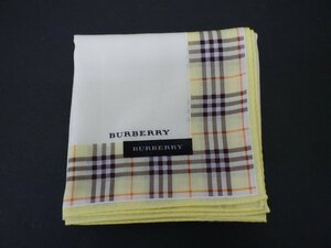 送料無料 バーバリー BURBERRY 大判 ハンカチ イエロー 未使用品 同梱不可 231125