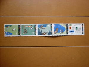 中国切手　1980.6　T51　童話ボチャン 　４種連刷　タブ付き　未使用