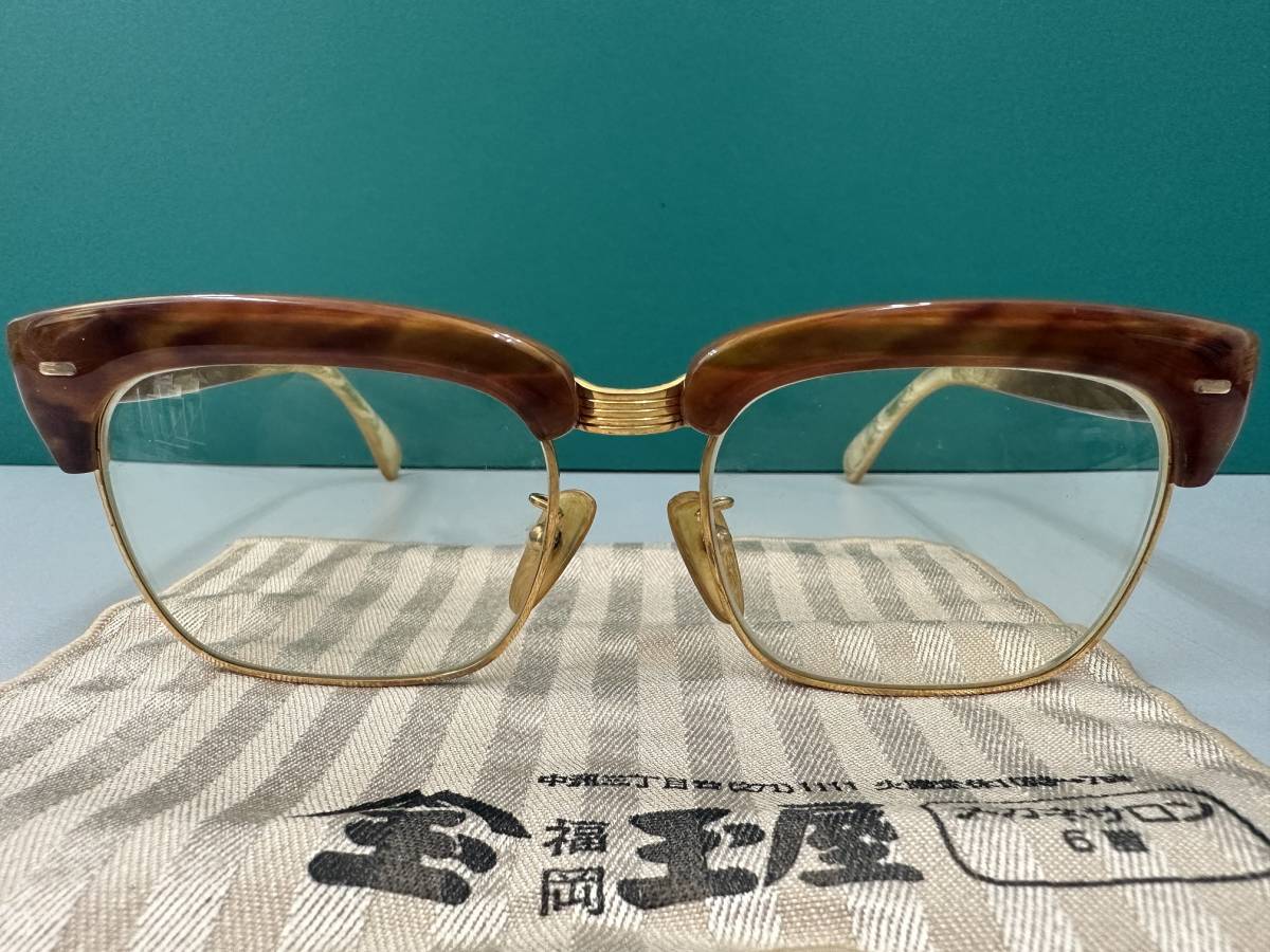 希少☆美品☆べっ甲メガネ☆K18刻印金具☆総重量約56.1g☆-