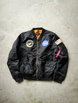 NASA 100周年モデル【美品】ALPHA INDUSTRIES 黒 Lフライトジャケット L-2B アルファ ma1 b15 ボンバージャケット ブルゾン VINTAGE EDWIN_画像1