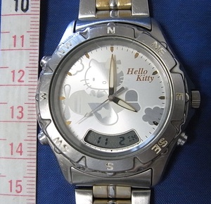 動作品 Vivitix ハローキティ デジアナ メンズ 腕時計 2001年 サンリオ セイコー クォーツ コンビ V071 0090 ジャンク 