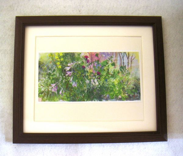 ◆Kyoko Hagura Wild Flowers offset reproduction, wooden frame, immediate purchase◆, Painting, Oil painting, Nature, Landscape painting