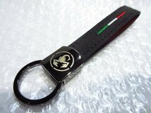 ABARTH (スコルピオーネ) レザーキーホルダー/ブラック 新品/フィアット/アバルト/トリコロール/type2/_画像1