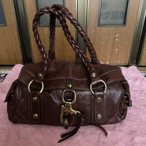 * last price cut *FRANCESCO BIASIA Italy made leather back Vintage manner 70*s design handbag leather franc chess ko* Via sia