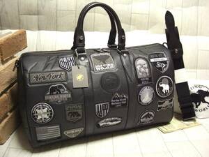  immediately complete sale!30 piece limitation! super hard-to-find! regular price approximately 26 ten thousand jpy . ultimate profit!. Logo USA etc. embroidery badge equipment ornament 18 piece & shoulder cord attaching 2WAY Boston bag! black Hunting World! excellent article 