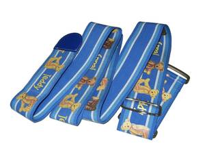 スーツケースベルト キャリーケースベルト トランクベルト スーツケース用荷物ストラップ 調節可能なベルト 目印 ブルー系 テディベア