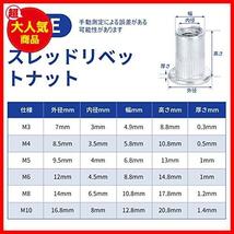 【◆！最安値！◇】 ★材質タイプ:アルミ★ スレッドリベットナット ブラインドナット アルミニウム M10 M8 M6 M5 M4 Ｍ3 リベットナット_画像3