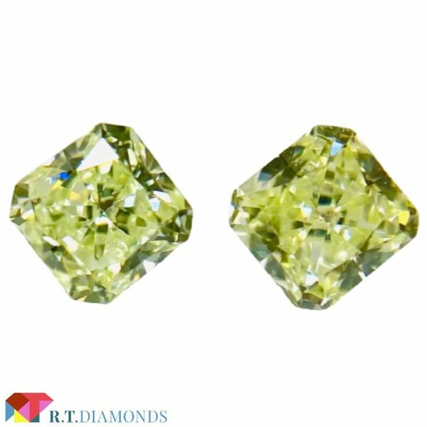 FANCY LIGHT YELLOW GREEN 0.094ct/0.104ct SQ/RT2333/CGL