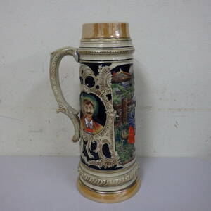 西ドイツ製　ビアマグ型花瓶 サイズ：高さ約36.5cm程度　ビンテージ　置物　オブジェ　特大ビアジョッキ　ビールジョッキ　花器