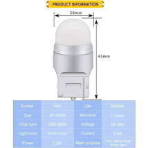 12V 24V T20 LED シングル アンバー 4個セット ウインカー マーカー ウェッジ ステルス CSP2020SMD ピンチ部違い_画像2