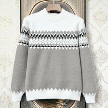 最高峰EU製＆定価5万◆UABONI*Paris*セーター*ユアボニ*パリ発◆ミンク/カシミヤ混 厚手 防寒 ふわふわ 秋冬 定番 男女兼用 2XL/52サイズ_画像1