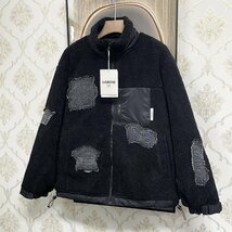 最高級EU製＆定価8万◆UABONI*Paris*ボアジャケット*ユアボニ*パリ発◆ミンク/カシミヤ 個性 防寒 デニム 刺 ストリート アメカジ L/48_画像10