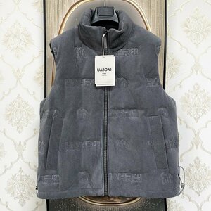 定番EU製＆定価7万◆UABONI*Paris*ベスト*ユアボニ*パリ発◆カシミヤ100％ 暖かい ソフト お洒落 エンボス加工 アウター 男女兼用 2XL/52