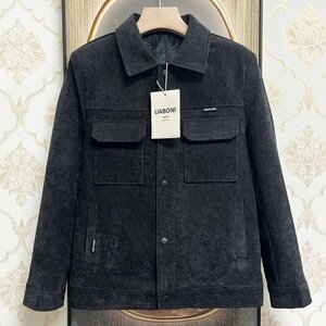 逸品EU製＆定価5万◆UABONI*Paris*ブルゾン*ユアボニ*パリ発◆上質 裏起毛 保温 オシャレ 無地 スタイリッシュ ジャケット 定番 M/46サイズ