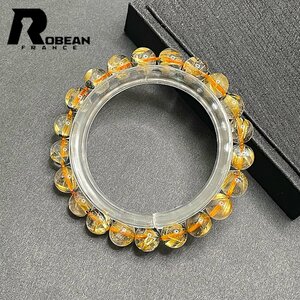 絶賛 EU製 定価5万円★ROBEAN・太陽花タイチンルチル★黄金針水晶 金運 開運 ゴールド ブレスレット パワーストーン 8.7-9.3mm 1001G845