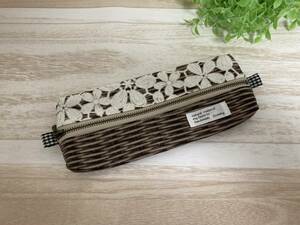  hand made pen case basket pattern fake cloth scorching tea 
