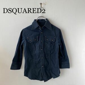 DSQUARED2 ディースクエアード 七分袖シャツ ネイビー サイズ40