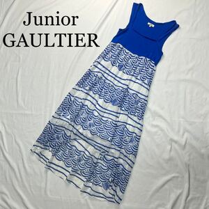 Junior GAULTIER ジュニアゴルチェ ワンピース ノースリーブ 青 16Aサイズ 総柄