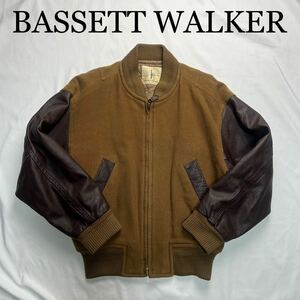 BASSETT WALKER バセットウォーカー ブルゾン ライダース 刺繍 茶色 牛革