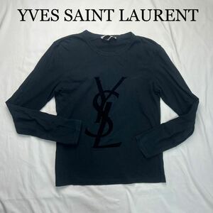 YVES SAINT LAURENT イヴサンローラン YSL Tシャツ ロンT 長袖 カットソー ロゴ M 黒