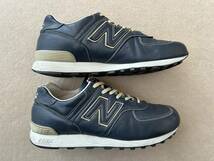 廃番 オールレザー New Balance LM576SHI UK製 US9.5 27.5cm 限定 M576 NB 天然皮革 ネイビー 紺 イギリス製 Made In England スニーカー_画像4