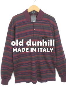 【タグ付き】80s 90s オールド ダンヒル ★ イタリア製 総柄 幾何学模様 ニット ポロ ★ old dunhill メンズ ユーロ デザイナー セーター