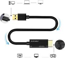 USB - HDMI アダプターケーブル USB 3.0 - HDMI オス HD 1080P モニターディスプレイビデオアダプター コンバーターコード (1.8M) G45_画像6