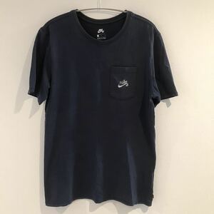 【状態良好】ナイキ エスビー NIKE SB 半袖Tシャツ ポケットTシャツ ロゴTシャツ スケートボード スケボー スポーツ 紺色 L コットン