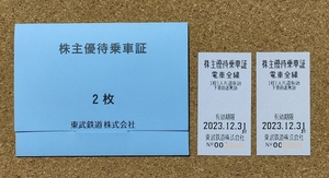 東武鉄道 株主優待乗車証 ２枚（有効期限:2023年12月31日）