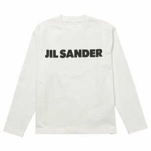 ジルサンダー Tシャツ JIL SANDER J02GC0107 J45047 102 S クルーネック ロングスリーブ ロゴ Sサイズ ホワイト リラックスフィット