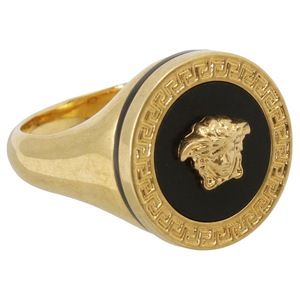  Versace ring ring VERSACE DG57285 DJMR K41T 23 number resin medu-sa gray ka motif Japan size 22 number Gold / black 