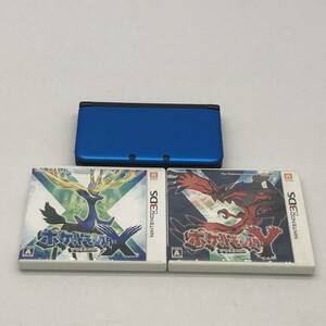 (22297)∞【1円～】3DSLL本体+ポケモンソフト2本セット ポケットモンスターX/ポケットモンスターY/中古品