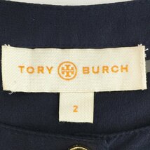 ★TORY BURCH トリーバーチ 長袖 シルクブラウス レディース サイズ2 ネイビー トップス フリル 7931174121 1BA/41461_画像3