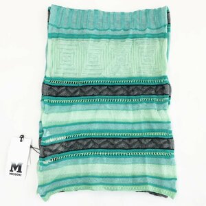 ◆未使用 タグ付き MISSONI ミッソーニ【3万5000円】 ストール レディース サイズF グリーン×ブラック マフラー 襟巻 0020 6BA/41477