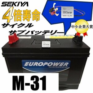 パルス付マリン、キャンピングカーサブバッテリー、サイクルM31 太陽光発電ソーラーの蓄電用に最適 キャンピングカー・ボート等に バッテリ