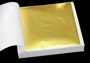 純金箔 100枚 24K 24金 光沢のある金箔 ゴールド Gold 装飾用 8.5cm x 9.0cm Gold Leaf 非磁性