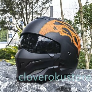 新品オートバイバイクヘルメット ハーフヘルメット フルフェイスヘルメット DOT規格品 レーシング組立式顎部分着脱できる