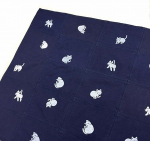 [ Edo ..]1 point thing made in Japan hand ... patchwork Cross furoshiki cat pattern navy blue 